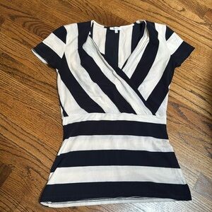 Navy and Cream Maxmara Striped top size small